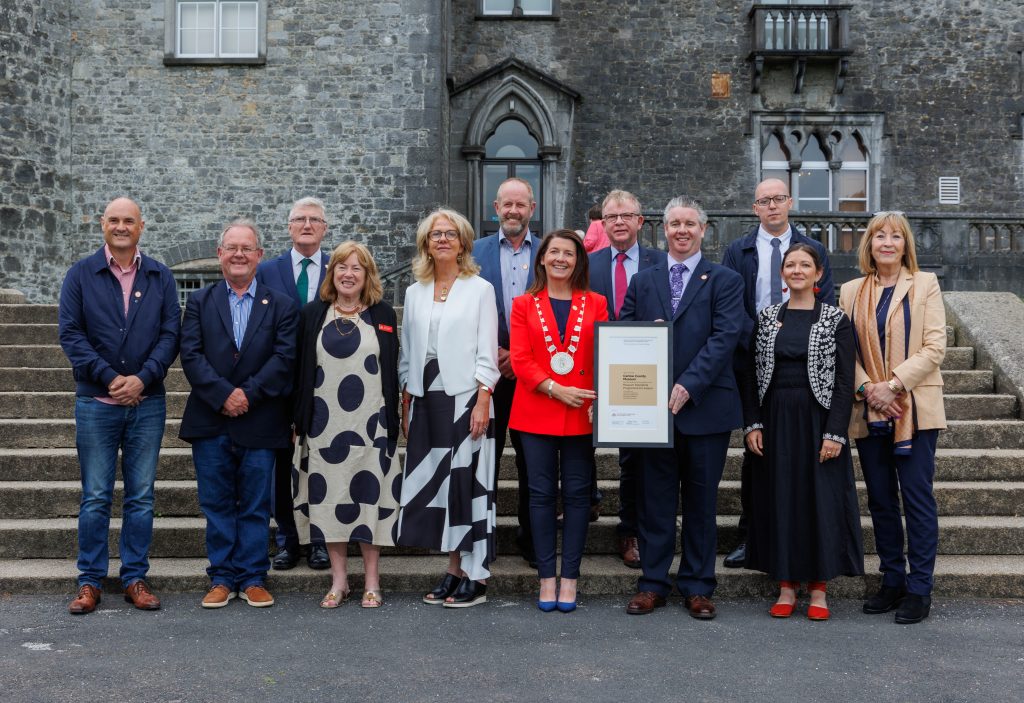 Carlow County Museum and Heritage Council staff in the Rose Garden, Kilkenny Castle with the MSPI Award
