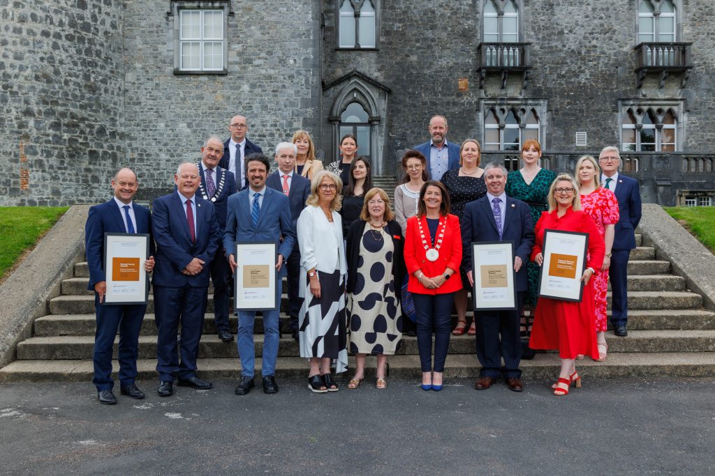 Local Authority Museums' Network (LAMN) award winning museums at the MSPI ceremony in the Rose Garden, Kilkenny Castle with the Heritage Council staff.